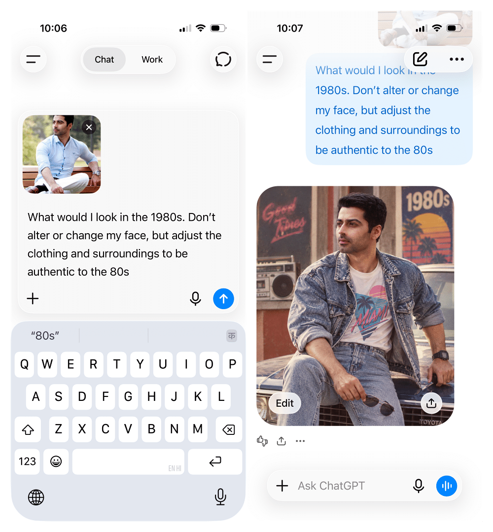 Create 80s Look in ChatGPT on Android and iPhone