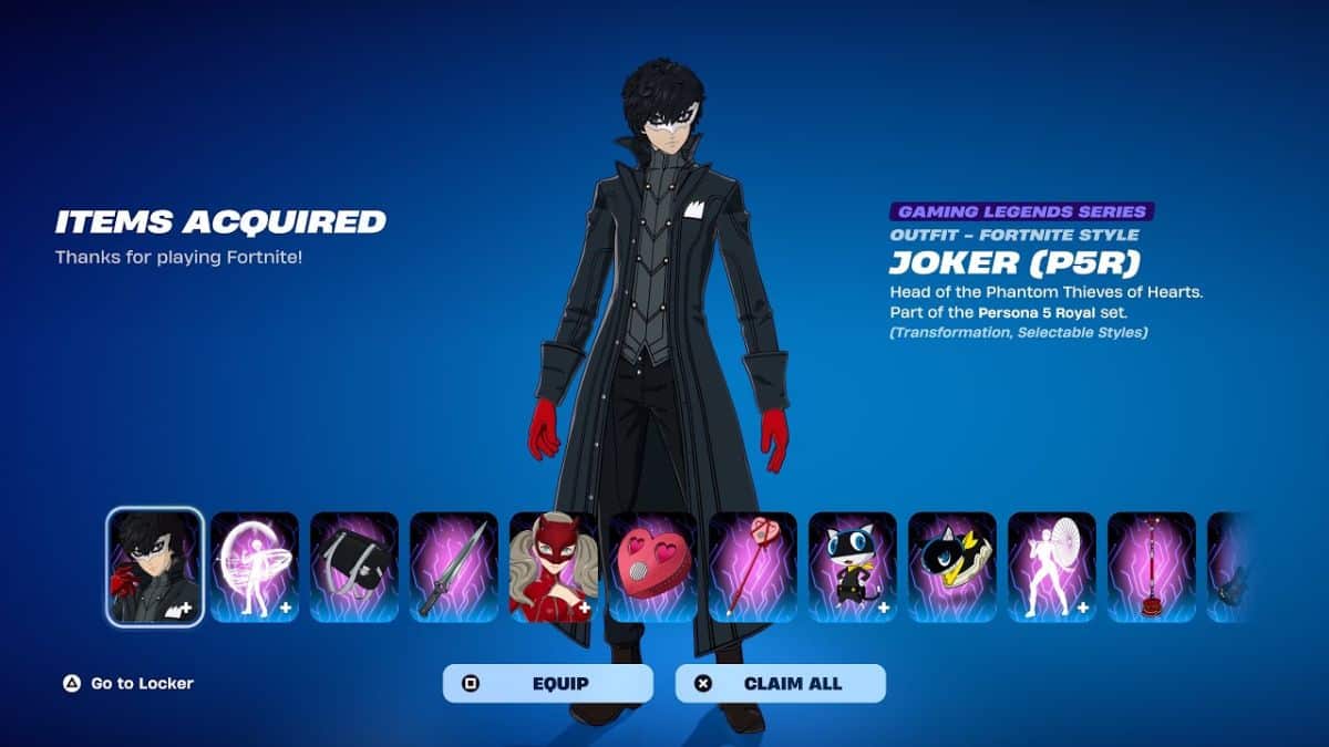 Fortnite Persona 5 Joker Skin