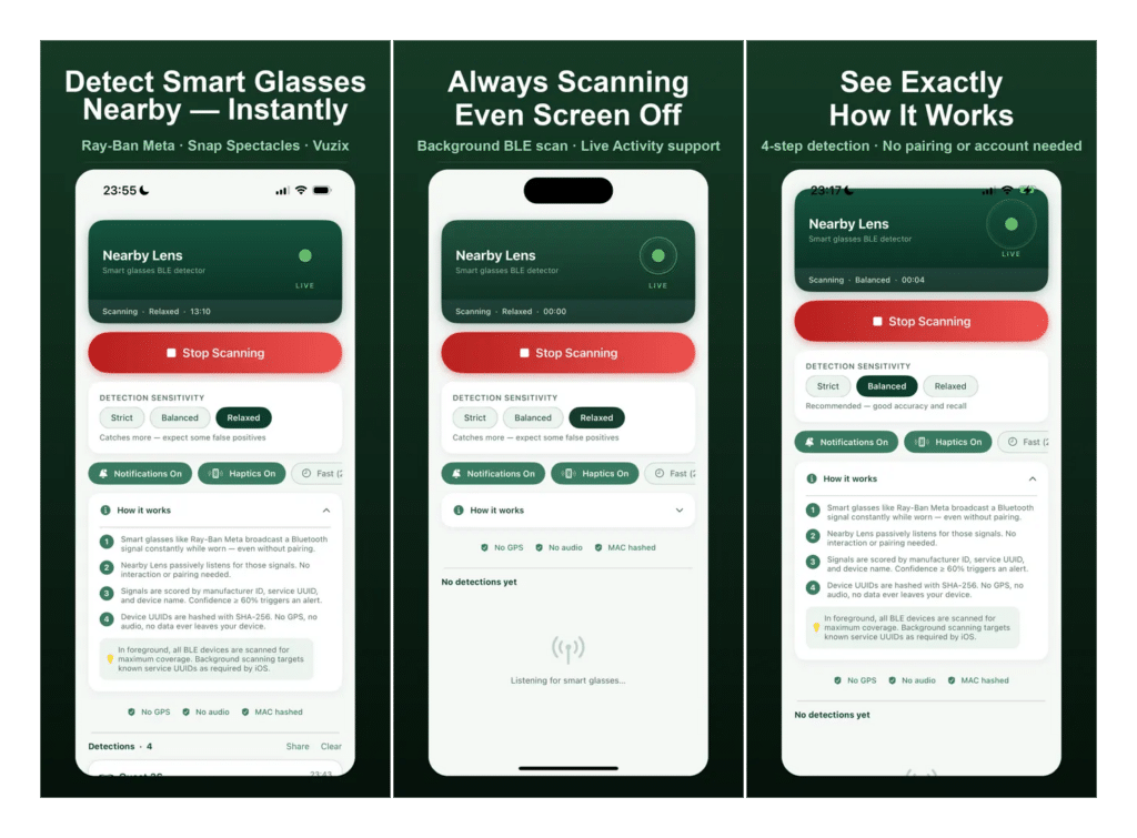 Nearby Lens Glasses Detector App