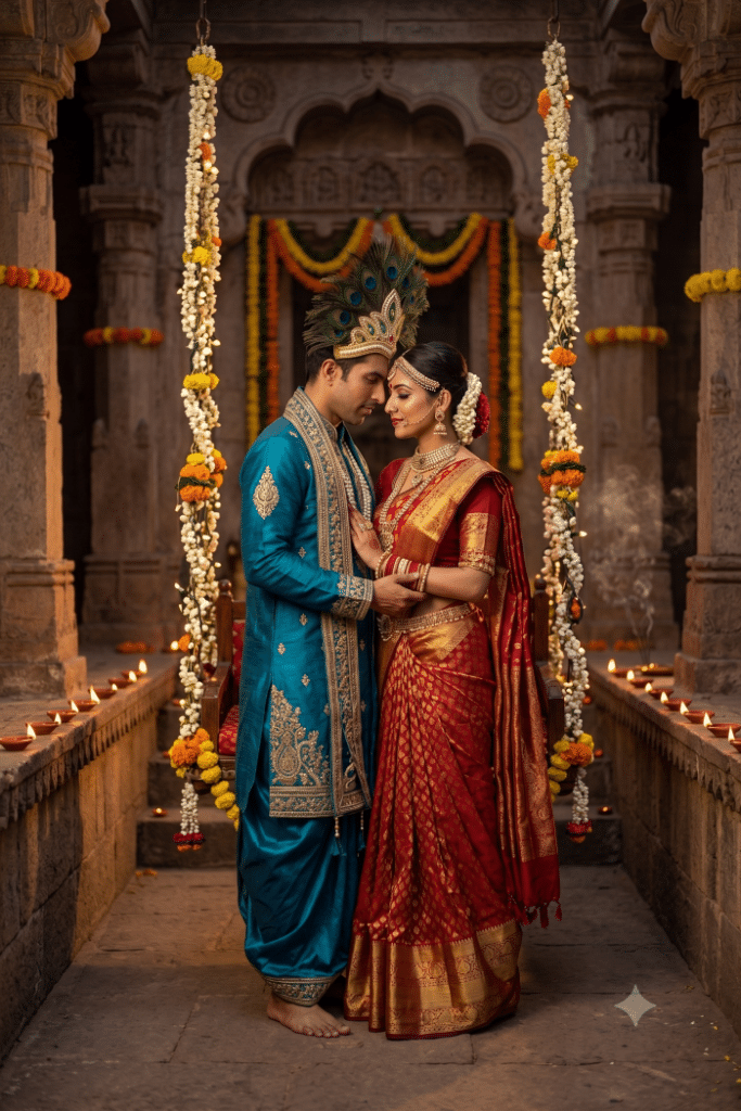 Radha-Krishna-Inspired Couple Portrait