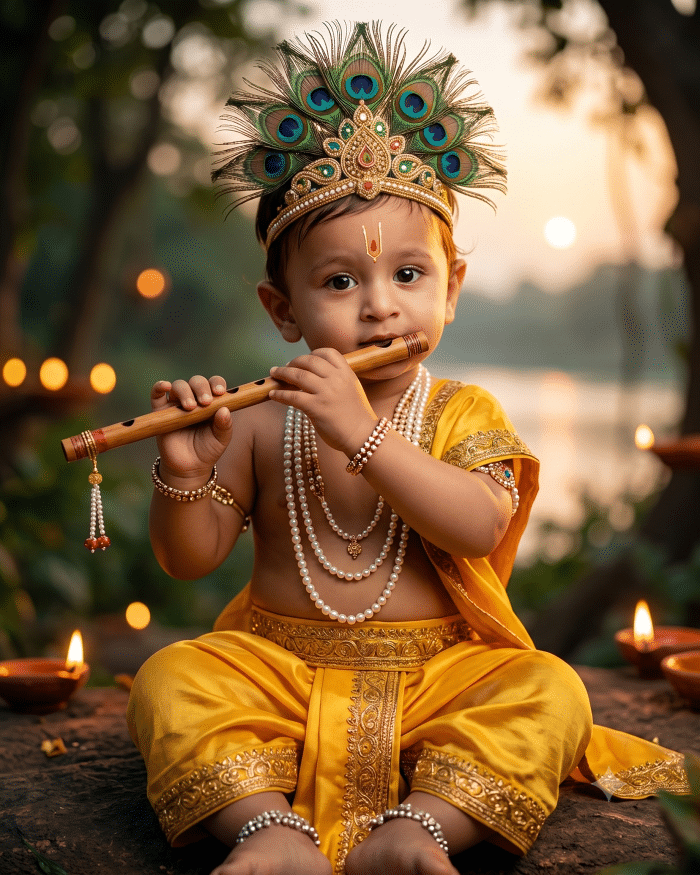 Traditional Krishna-Inspired Devotional Portrait