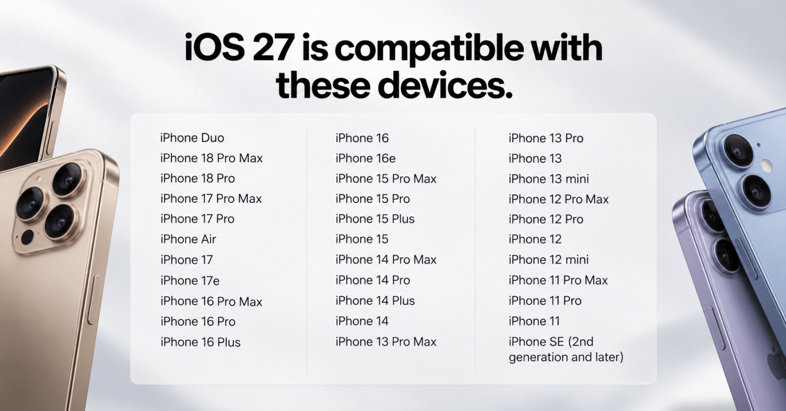 iOS 27 Devices Compatibility