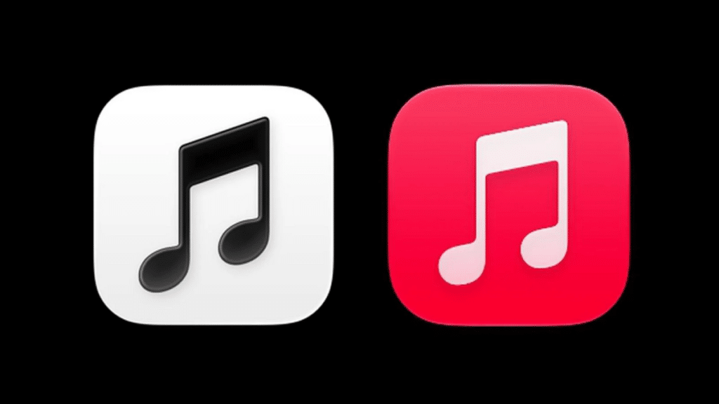 Apple Music - A new black-and-white icon replaces the red one