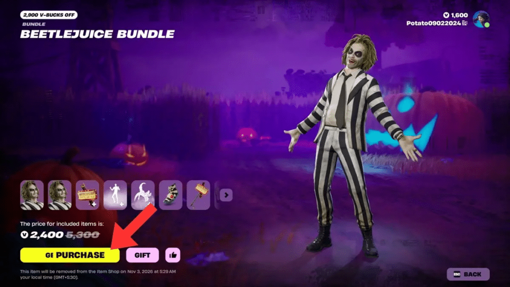 Get Beetlejuice Skin in Fortnite